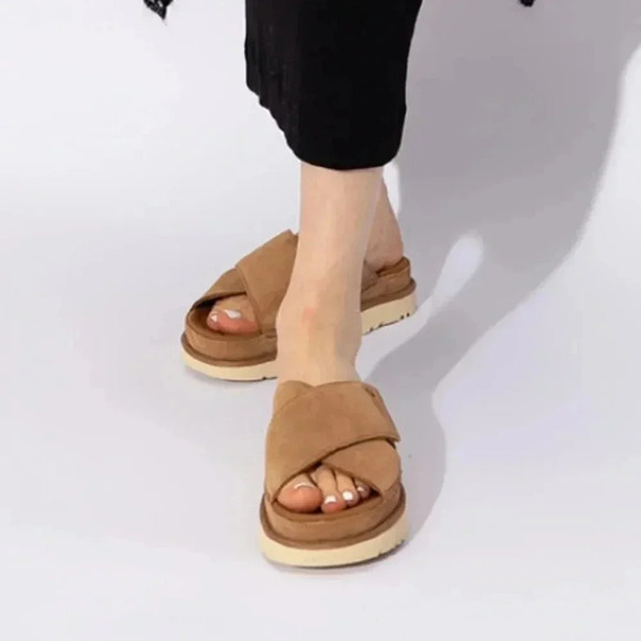 UGG Goldenstar Suede Slides Size 9 Color Beige - Picture 10 of 10